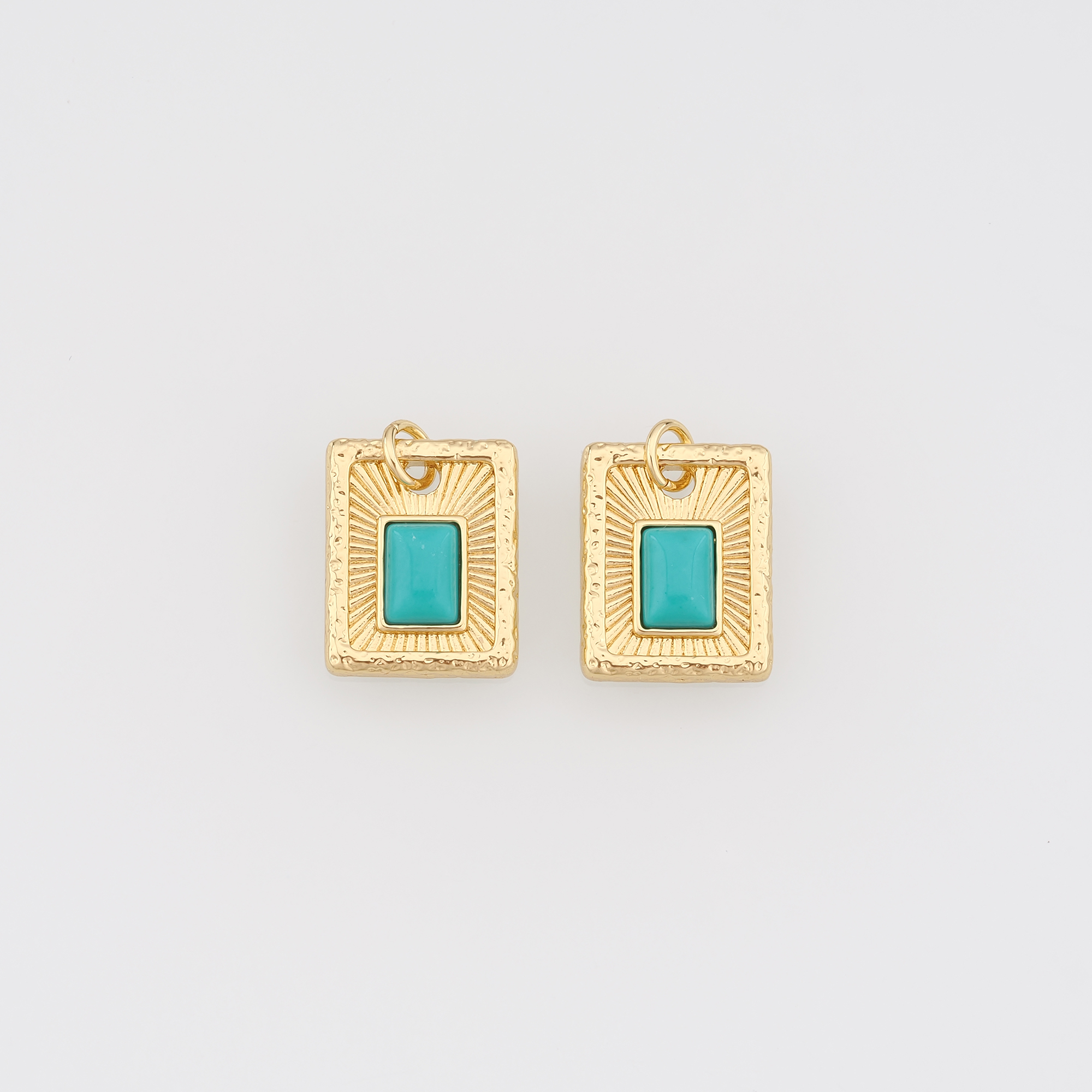 18K Gold Filled Rectangle Pendant,Natural Stone Charm Earrings Necklace for DIY Jewelry Making Supply