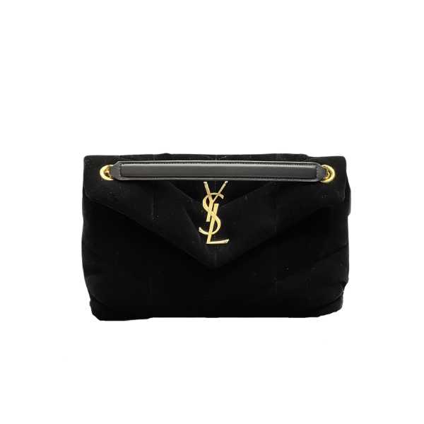 Saint Laurent Lou Puffer Toy Bag In Quilted Black