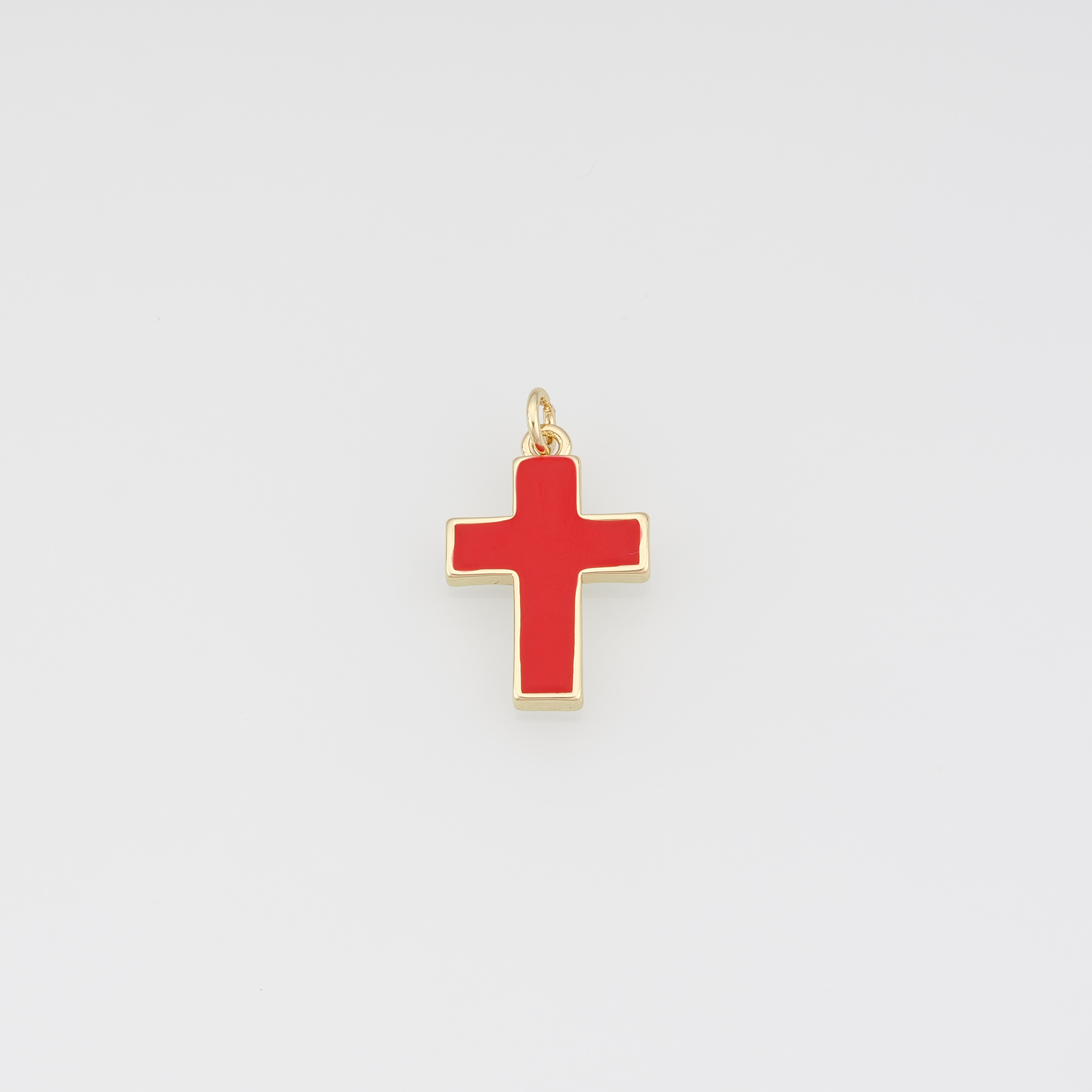 18K Gold Filled Cross Pendant,Enamel Religious Charm Earrings Necklace for DIY Jewelry Making Supply