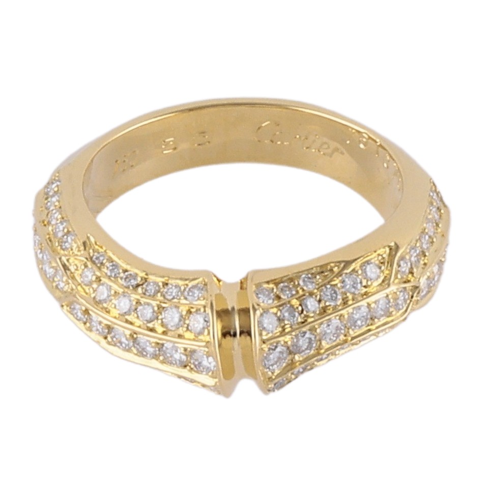 Cartier Bamboo Ring 18K Yellow Gold Diamond