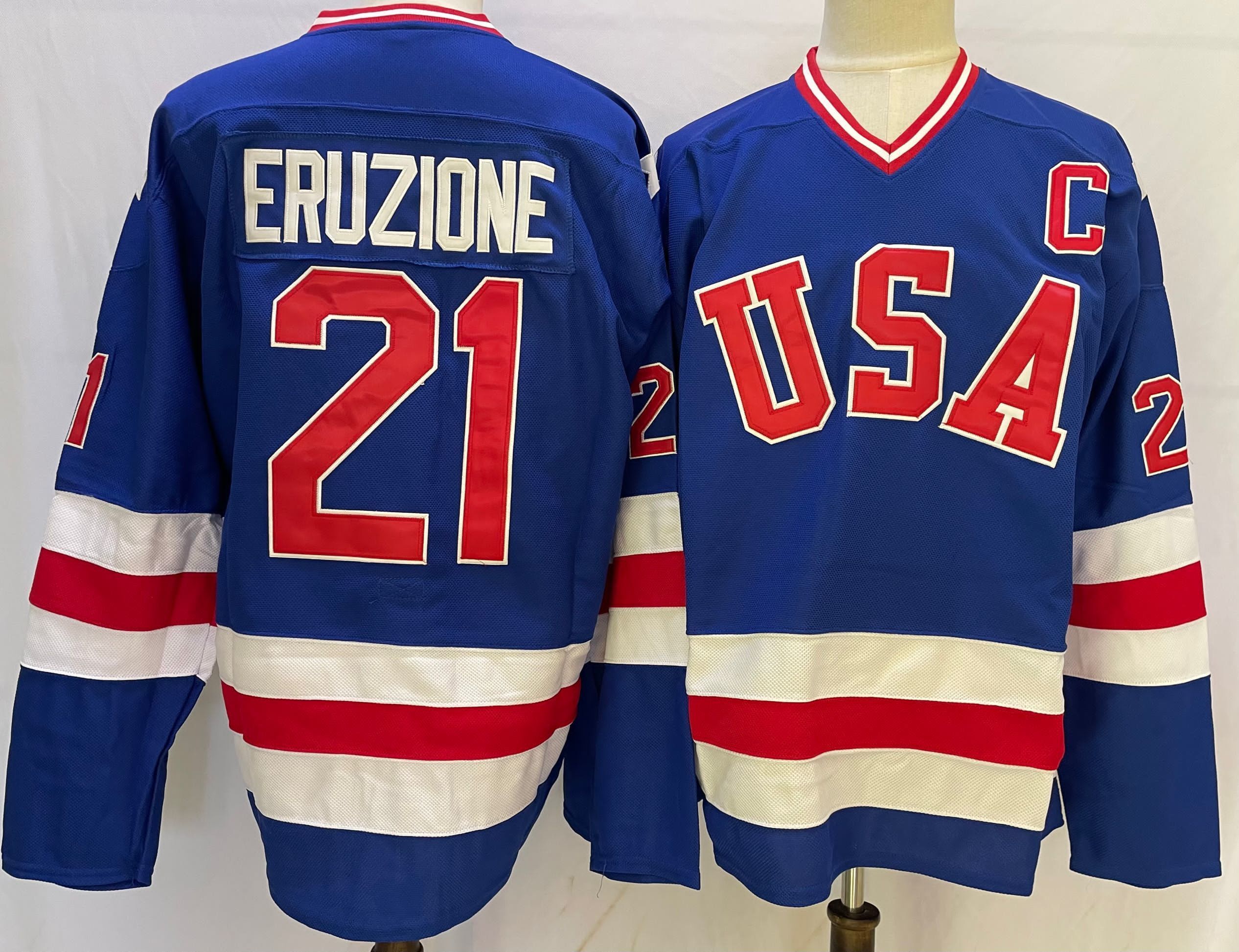 Men's USA Hockey Mike Eruzione #21 Blue Player Jersey
