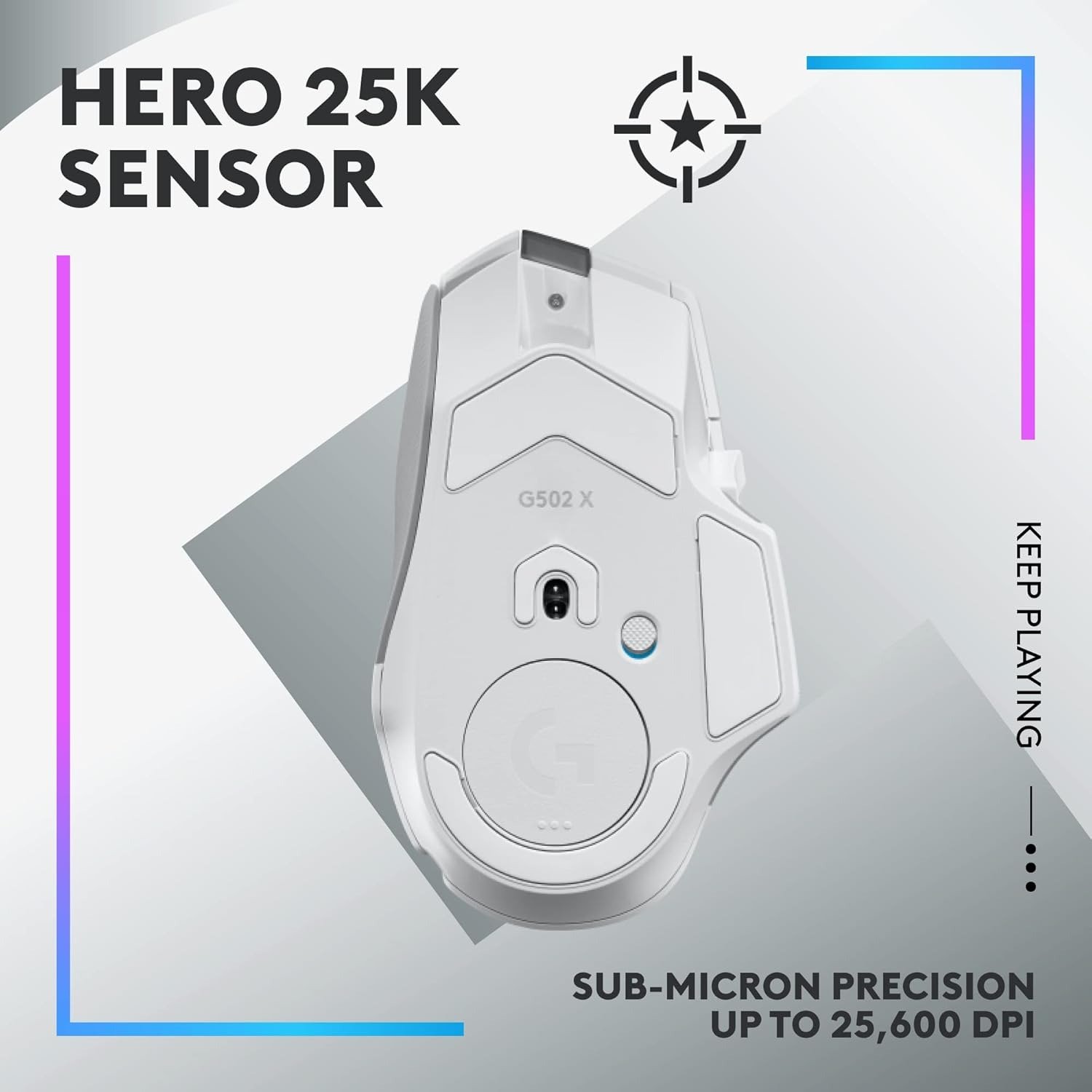 Wireless Gaming Mouse: Optical Switches, LIGHTSYNC RGB, 13 Buttons, Infinite Scroll Toggle, <130 hr Battery Life, USB-C, PowerPlay Wireless Charging Capable, for PC/MacOS - White
