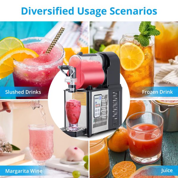 2026 Commercial Slushie Machine 3L Stainless Steel Self-Cleaning Slushy Maker for Frozen Drinks,Snow Melting Ideal for Home, Shop,Restaurant