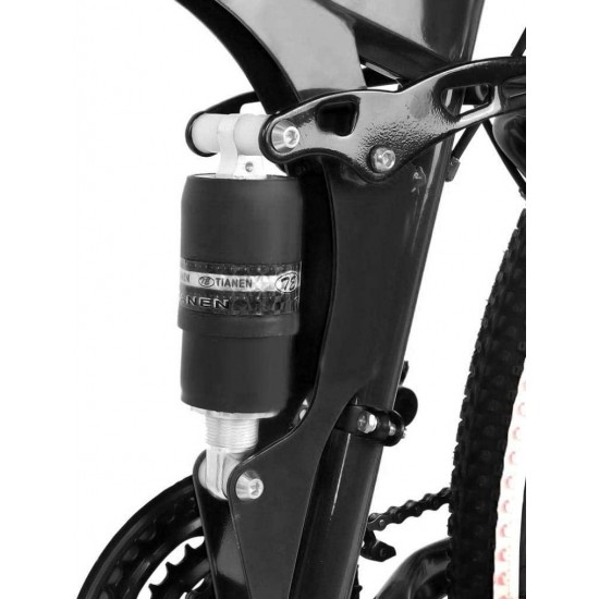 26in Folding Mountain Bike 21 Speed Full Suspension MTB Bikes High Carbon Steel Frame Disc Brakes Lightweight Black