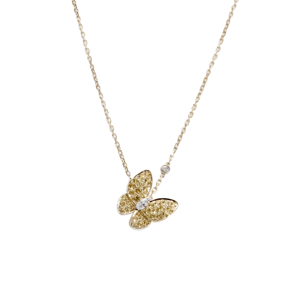 Van Cleef & Arpels Fauna de Papillon Necklace 18K White Gold & 18K Yellow Gold VCARO3M300