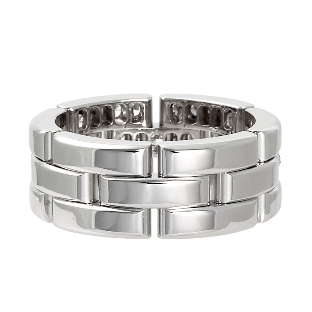 Cartier Mayon Pantale Triple Half Pave Diamond Ring 18K White Gold B4127200