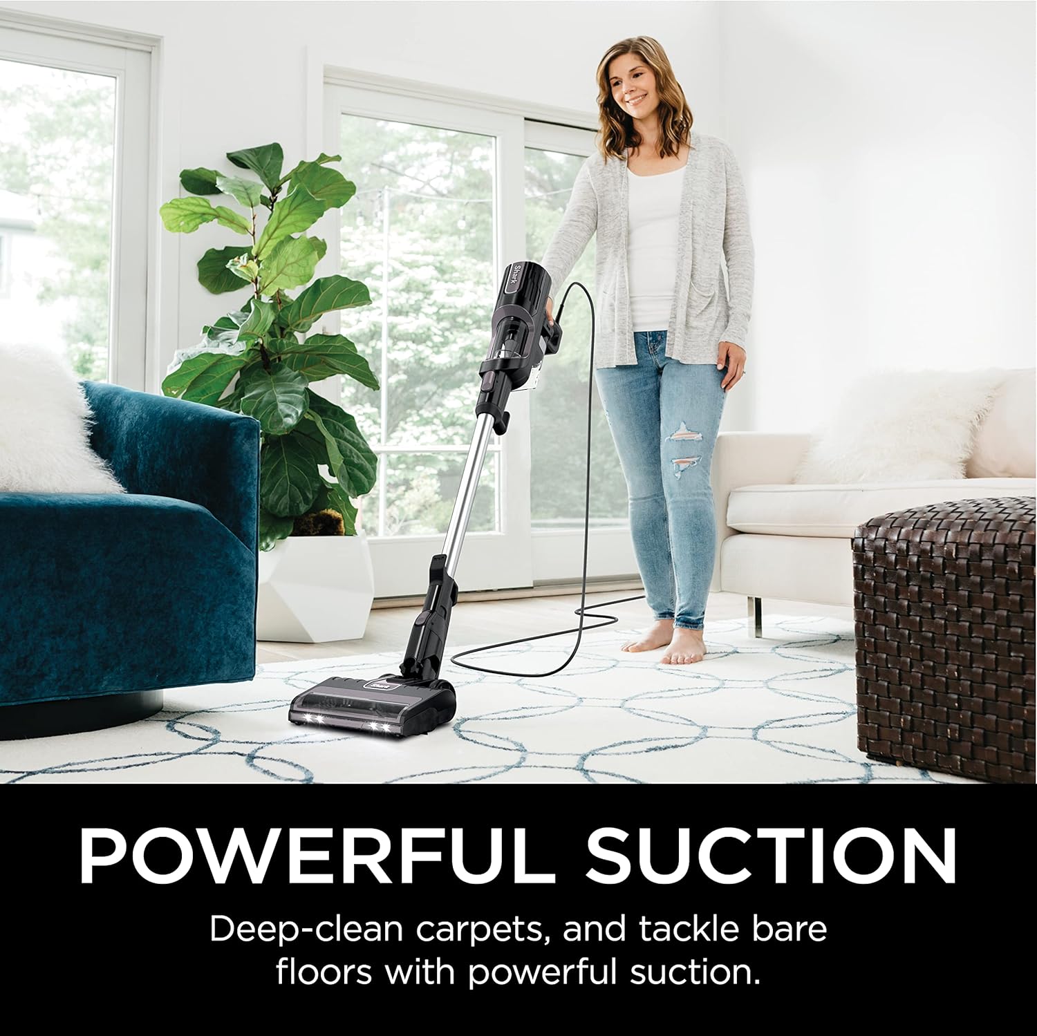 ZS360 APEX Corded Stick Vacuum with DuoClean and Self-Cleaning Brusholl, Precision Duster, Crevice and Pet Multi-Tool, Forest Mist Blue, 10.2 in L x 9.8 in W x 46.4 in H