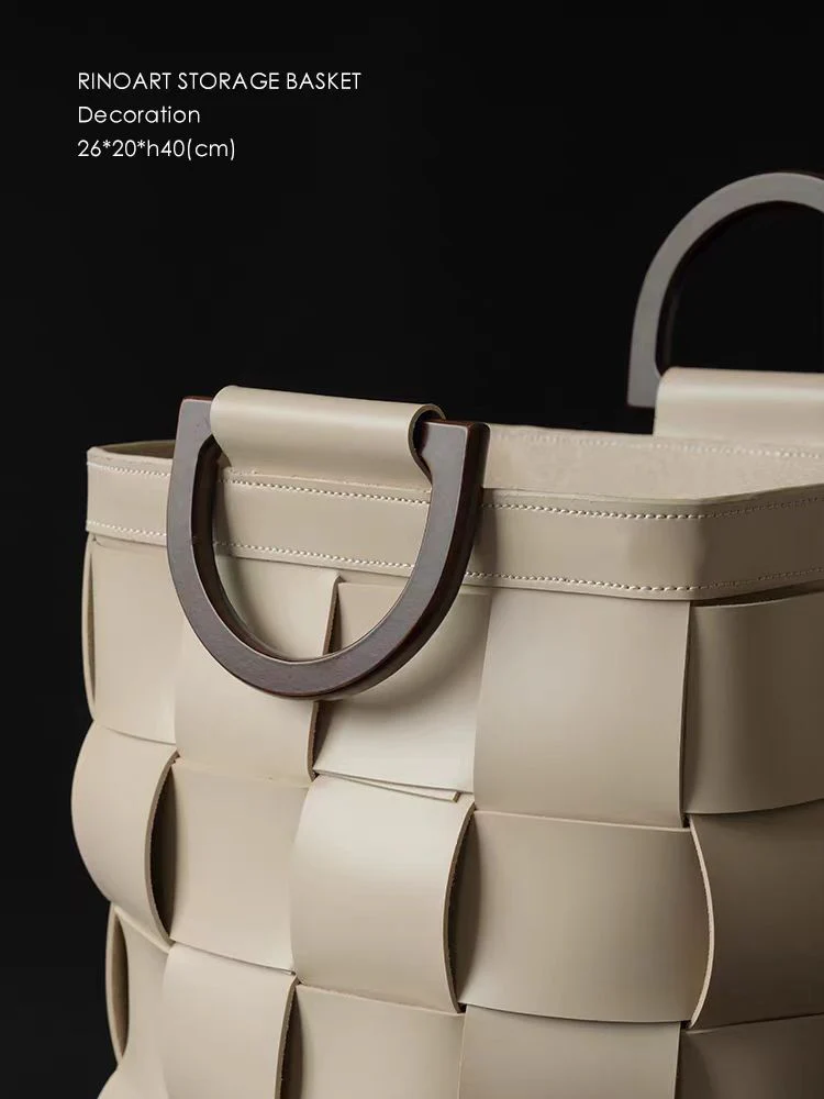 DC138 - Paris handbag style Jane Birkin BV woven saddle leather dirty clothes basket storage basket camping picnic
