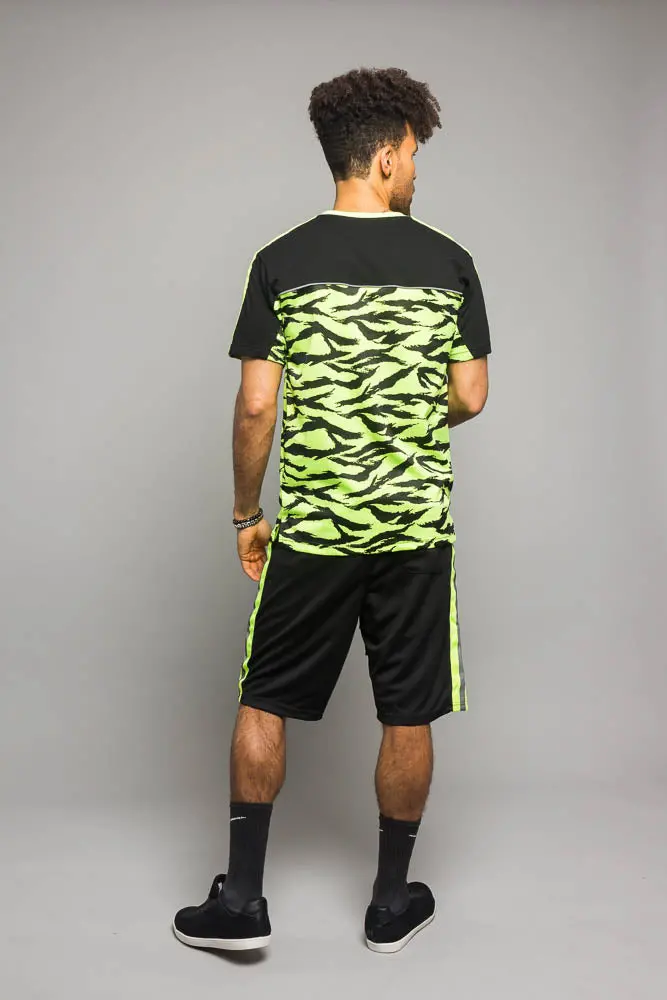 Reflective Tiger Stripe Lounge Set – High-Visibility Athletic-Inspired Fleece Two-Piece
