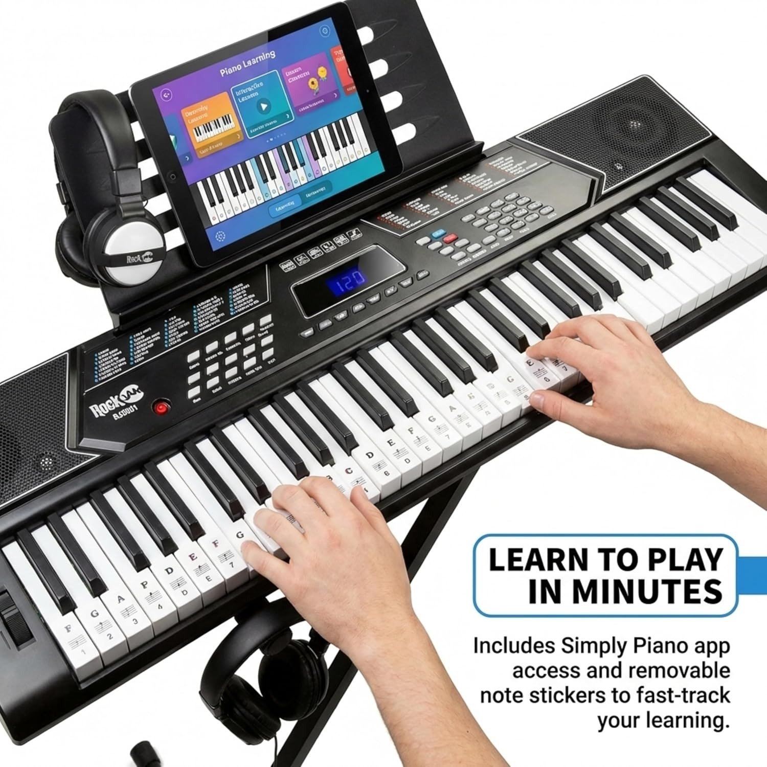 61 Key Keyboard Piano Stand With Pitch Bend Kit, Piano Bench, Headphones
