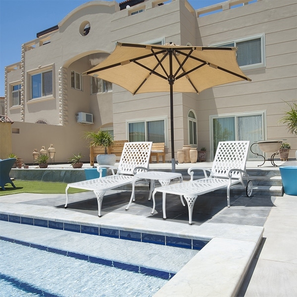 3Piece Aluminum Reclining Outdoor waterproof Chaise Lounge with Wheels And Table