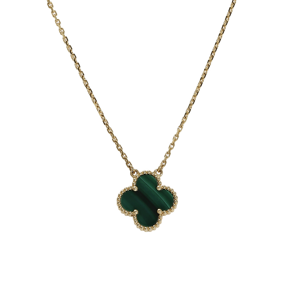 Van Cleef & Arpels Vintage Alhambra Necklace 18K Yellow Gold Malachite VCARO9VA00