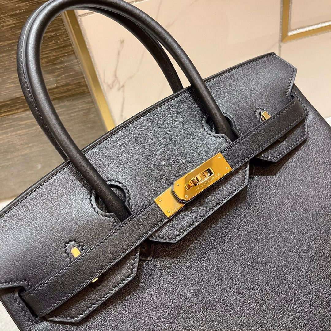 Hermes Birkin 30Cm Black Swift Leather Gold Hardware