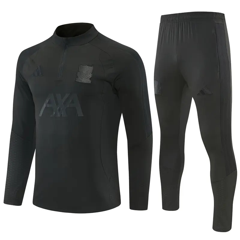 Adult / Kids 2627 Liverpool Half Zipper Training Suit (All Black)
