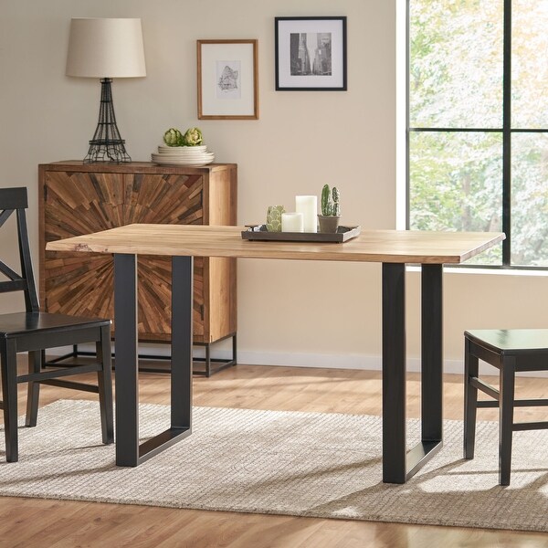 Outdoor Dining Table,Black + Natural,31D x 55W x 30H in
