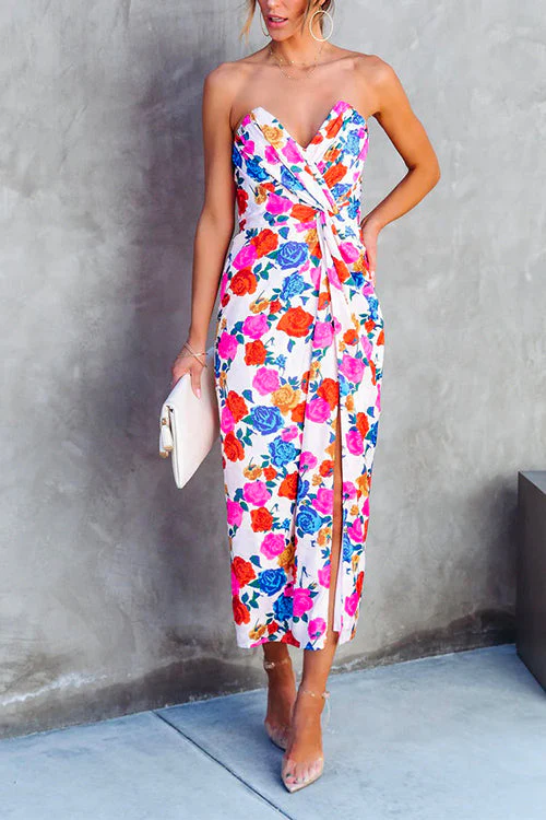 Off Shoulder Floral Maxi Dress with SlitClistos
