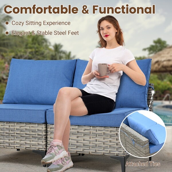 HOOOWOOO 10piece Wicker Patio Furniture Set Sectional Sofa with Swivel Chair