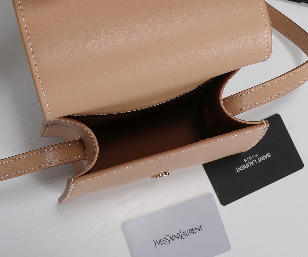 Saint Laurent Kaia North/South Satchel In Leather Beige