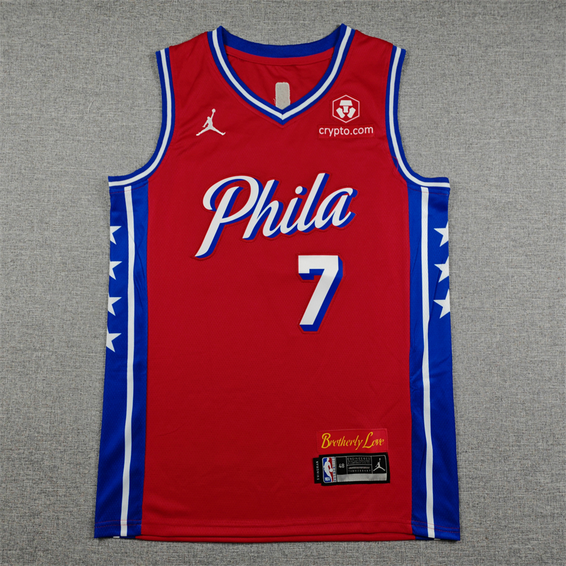 Men's Philadelphia 76ers Jaylen Brown #7 Red Swingman Jersey - Statement Edition