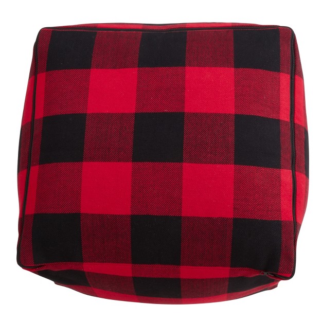 Saro Lifestyle Buffalo Plaid Design Floor Pouf