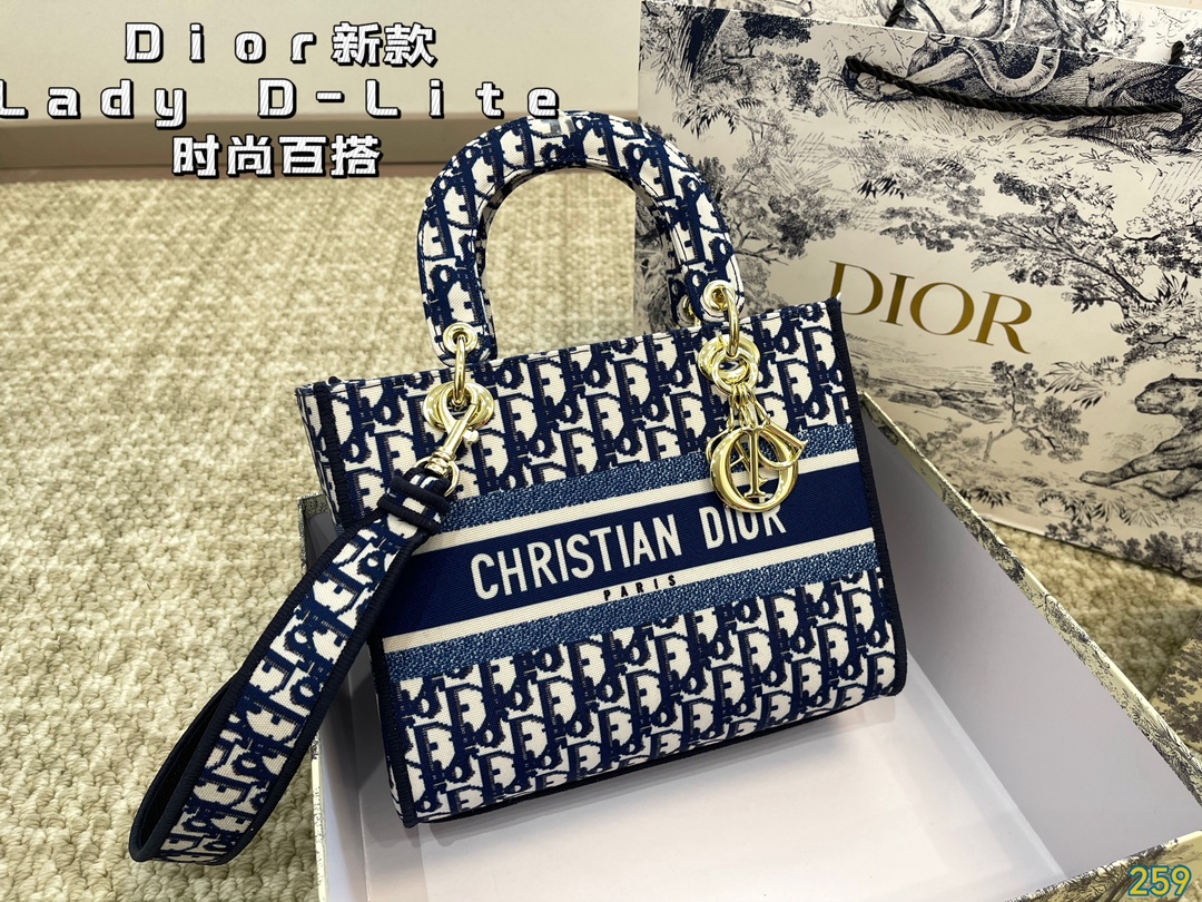 Dior lady D-lite embroidery handbag - cnluxepick