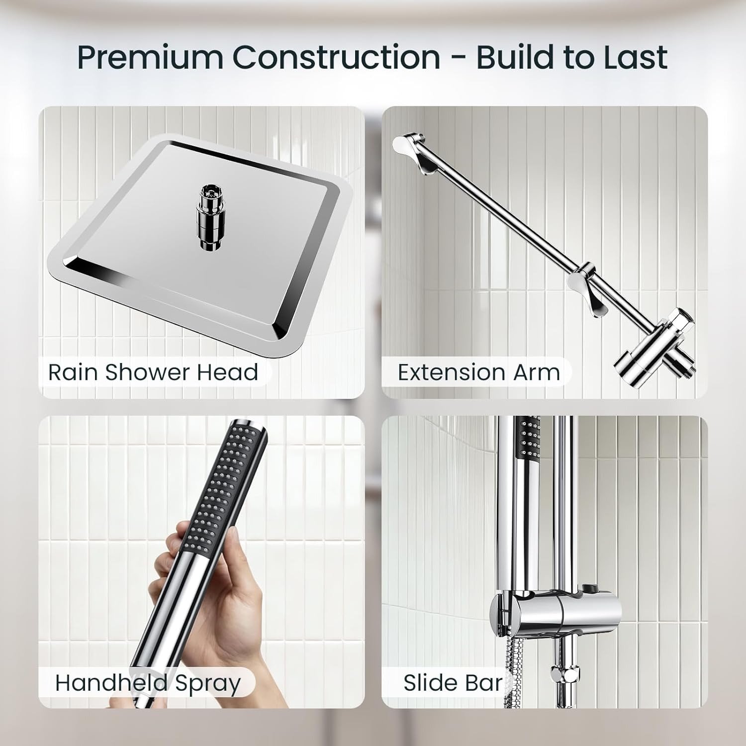 Luxurious Filtered Shower Head with Extension Arm, Multi-Spray High Pressure for Bathroom
