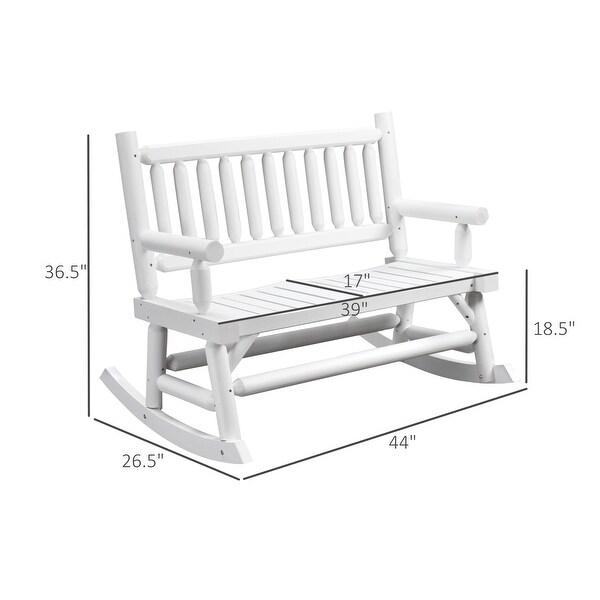 Outsunny 2Person Wooden Rocking Chair Rocker Bench with Relaxing Swinging Motion
