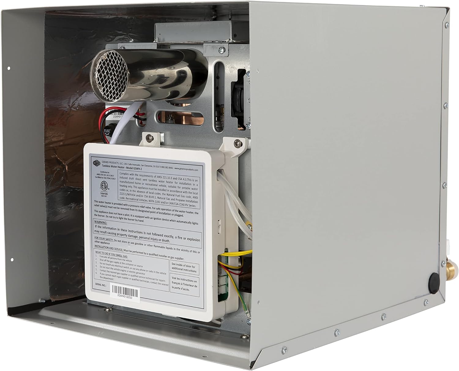 Tankless RV Water Heater, 12V Power, 42,000 BTUs, Quiet Operation, Onboard Microprocessor, Digital User Control Panel, Freeze Protection, Easy Installation - 2022107534