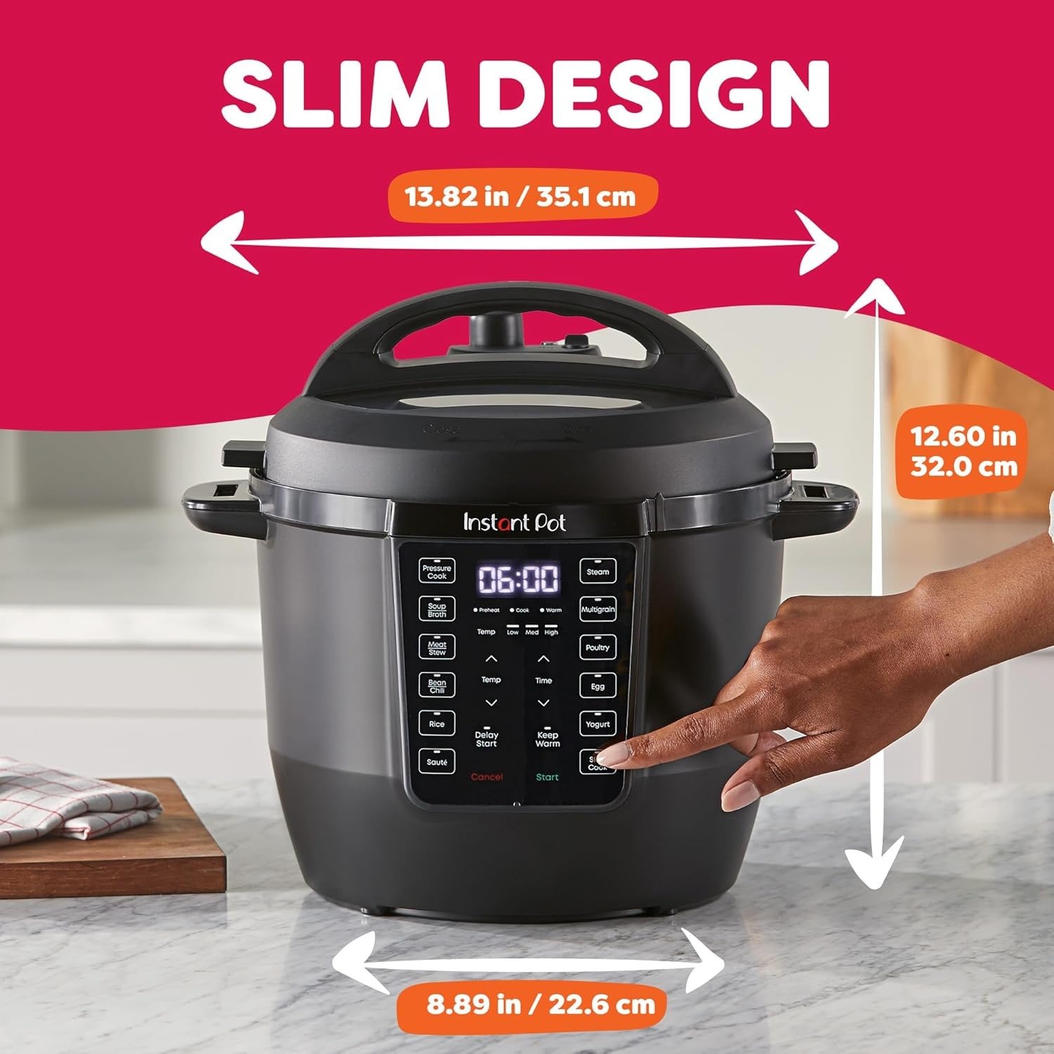 7-in-1 Multi-Cooker, Pressure Cooker, Slow cook, Sauté, Steam, Rice Maker, Yogurt, & Warmer, Black, 6 Quarts