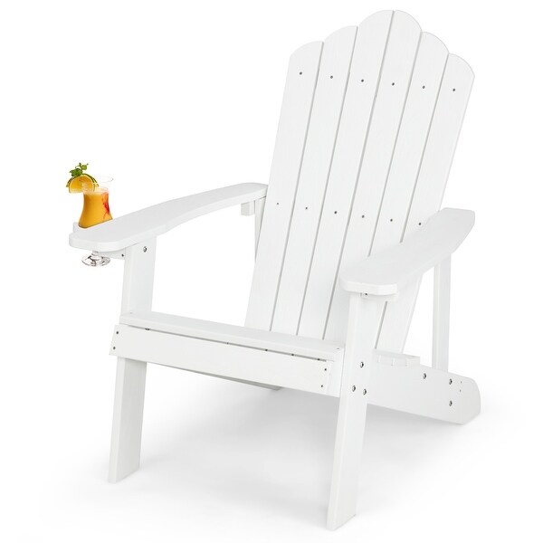 Costway Patio HIPS Adirondack Chair with Cup Holder Weather Resistant