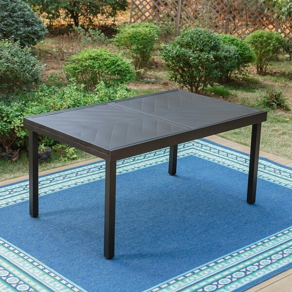 MAISON ARTS 7/9 Patio Dining Set,6/8 Sling Patio Swivel Dining Chairs and 1 Expandable Metal Dining Table