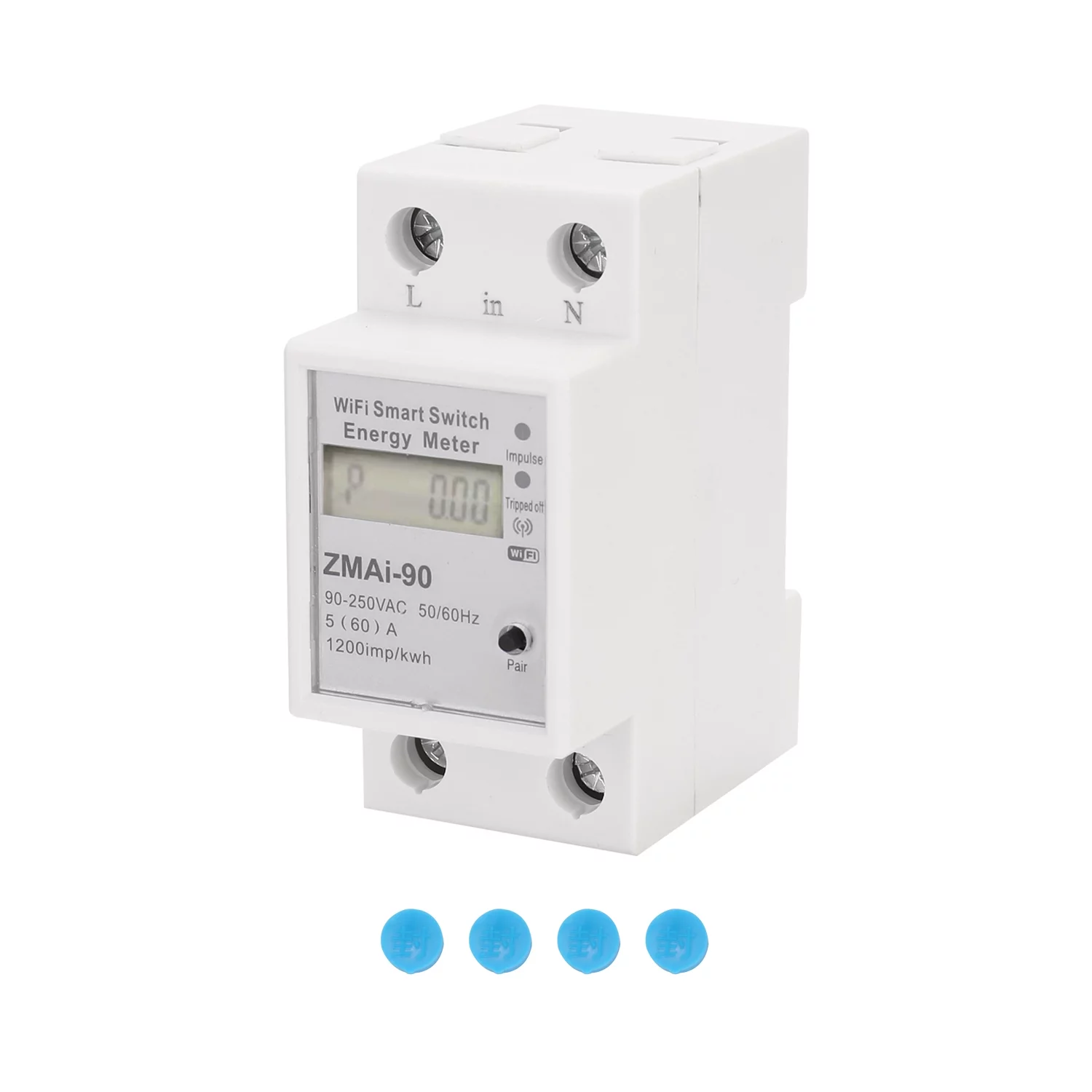 Single-Phase Din Rail Wifi Intelligent Energy Meter Power Consumption Kwh Meter Wattmeter Support Smartlife/Tuya App Control Compatible with And Home