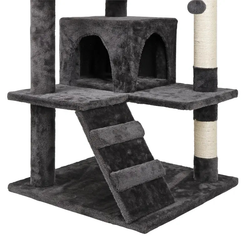 Zenstyle 53-in Cat Tree and Condo Scratching Post Tower, Dark Gray