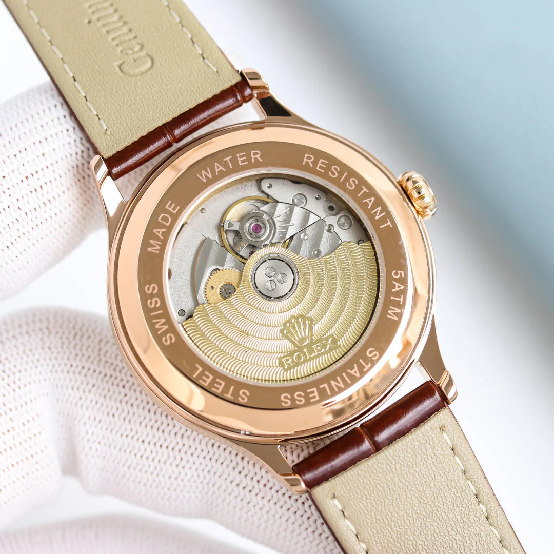 Rolex Datejust 40mm Silver Pink Gold Leather