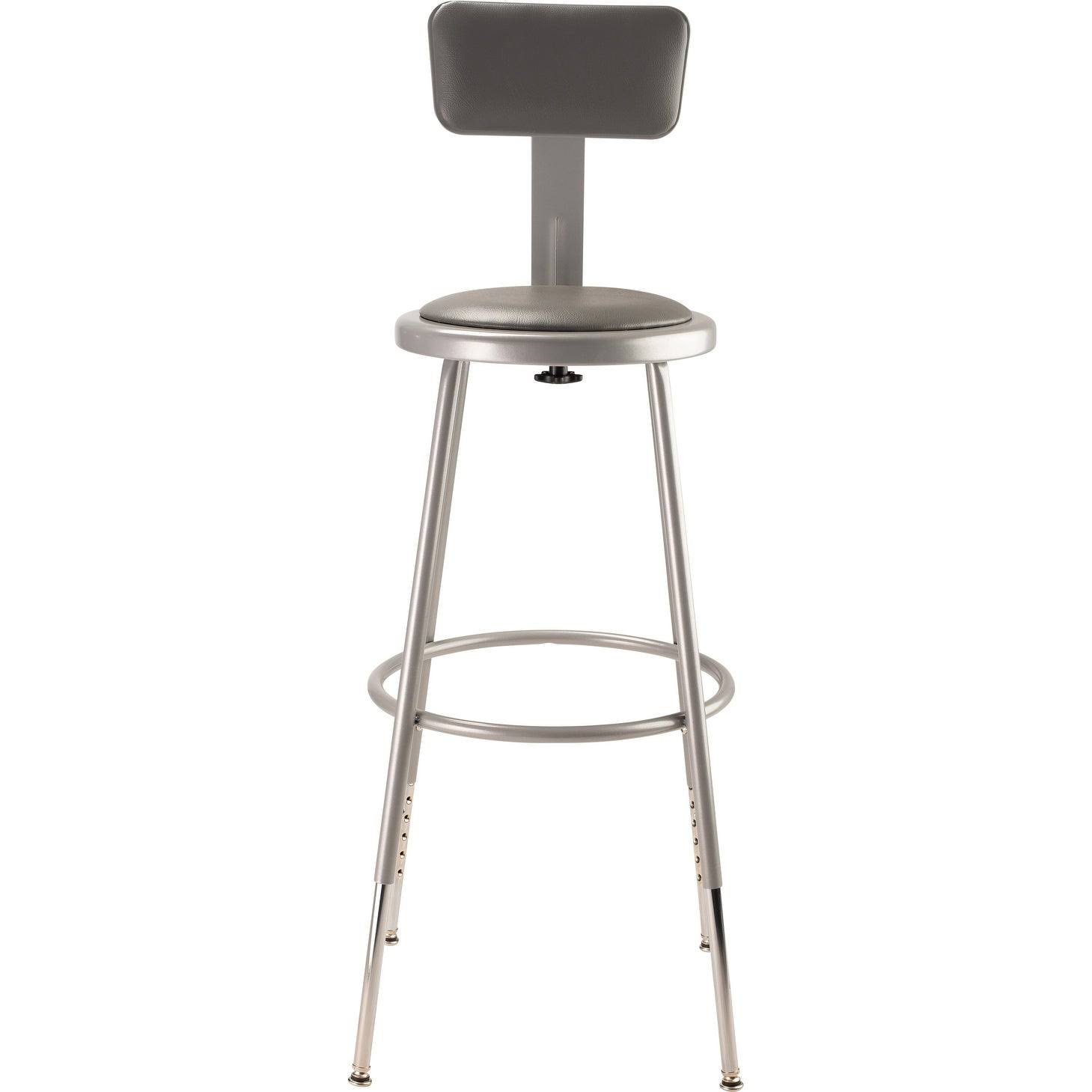 National Public Seating Gray Padded Adjustable Stool with Backrest
