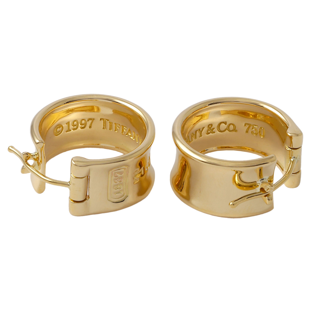 Tiffany & Co. Tiffany 1837 Narrow Wide Hoop Earrings 18K Yellow Gold