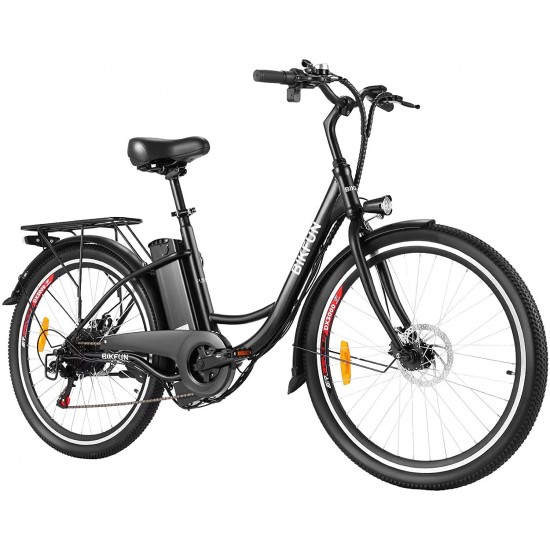26″ Electric Bikes for Adults, 15Ah 540Wh Removable Battery 350W Brushless Rear Motor 7-Speed, 26 inch E-Bike Cruiser up to 20mph
