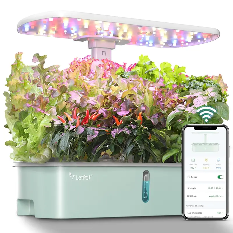 WiFi-Connected Indoor Herb Garden – 24W Full-Spectrum Grow Light, App-Controlled Hydroponics
