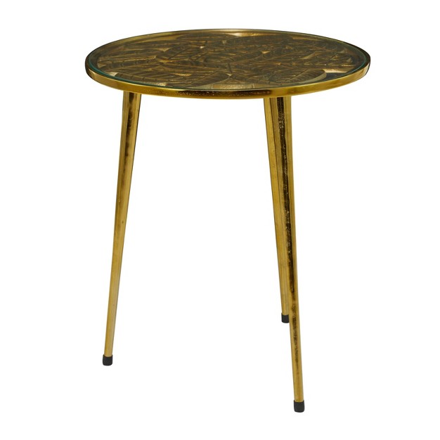 Contemporary Metal And Glass Accent Table Gold Olivia amp May