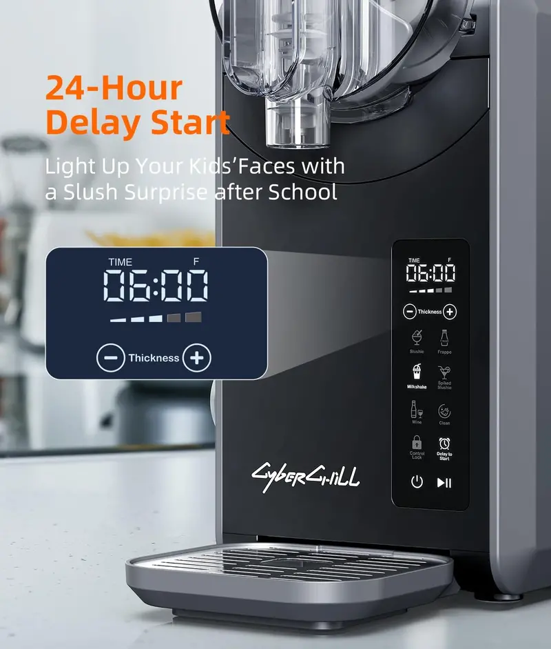 Slushie Maker with 68 oz Capacity – 24-Hour Timer, Self-Cleaning, 5 Preset Frozen Drink Programs