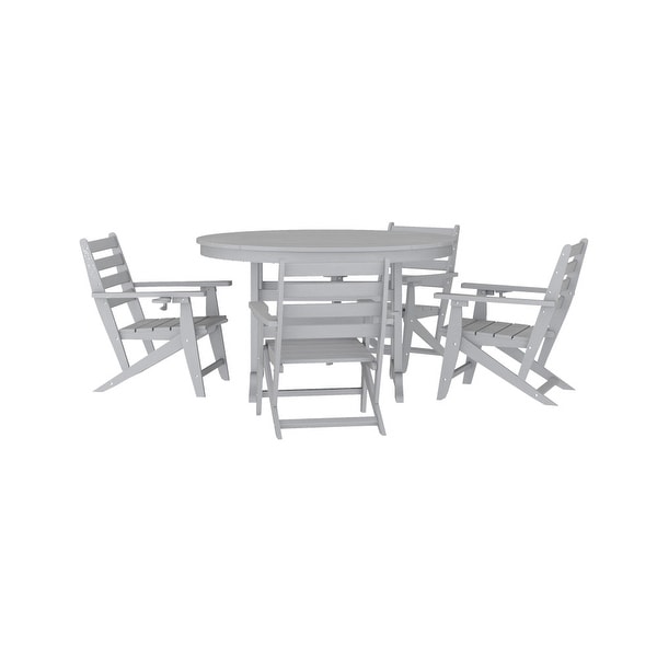 Commercial All Weather Adirondack Table and 4 Chairs with Cupholders