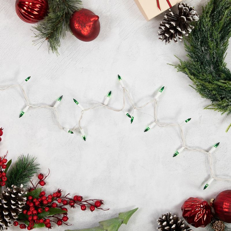 Northlight Mini Incandescent Christmas Lights - Green - 10' White Wire - 50ct