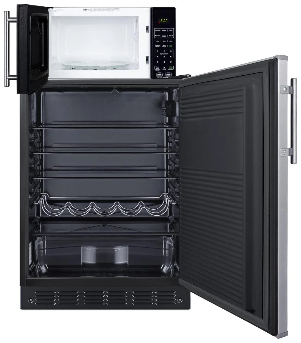 Summit MRF708BLSSA Microwave & Refrigerator Combination with Allocator