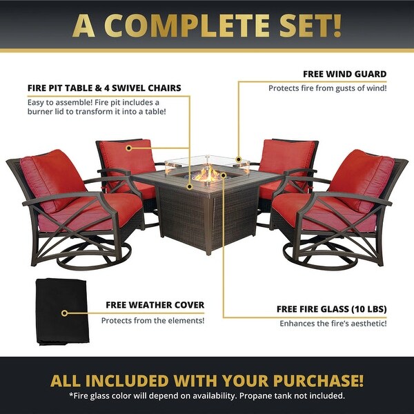 Kinger Home Ethan Rattan 5Piece Patio Furniture Set