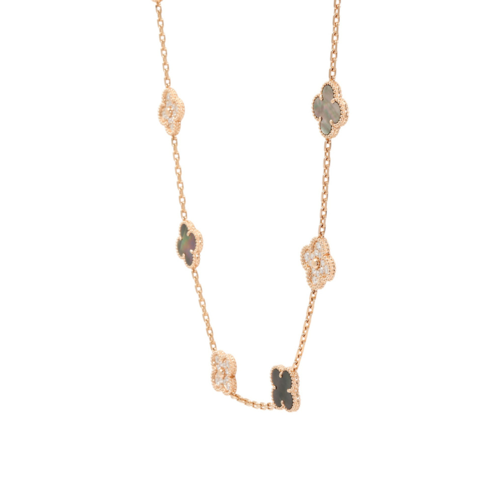 Van Cleef & Arpels Vintage Alhambra Necklace 20 Motifs 18K Rose Gold VCARP2R000