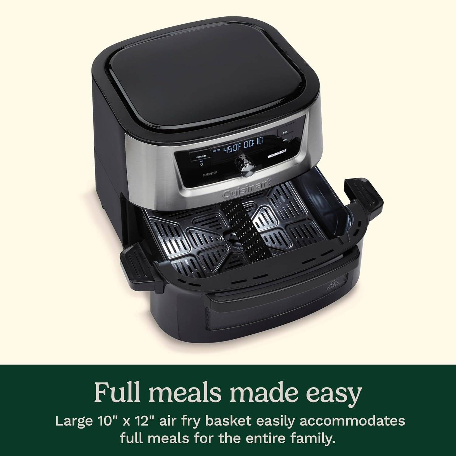 Air Fryer, 9-Quart Basket Stainless Steel Fryer Oven with 6 Presets to Roast, Bake, Broil, Air Fry, Dehydrate and Keep Warm, Dishwasher-Safe Parts, Quick & Easy Meals,Black