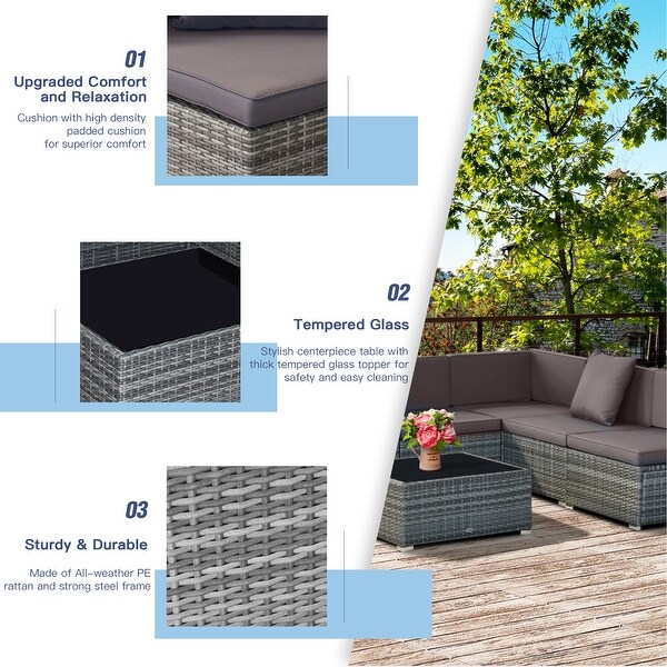 Siara 7piece Rattan Wicker Sectional Patio Set by Havenside Home