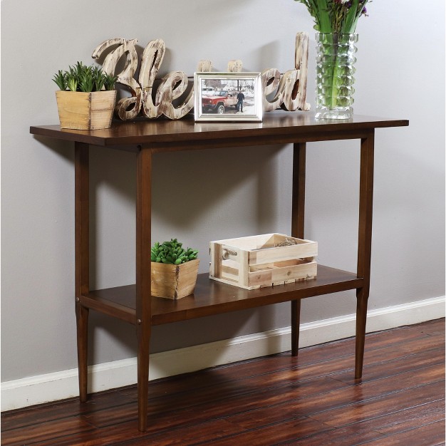Sunnydaze Indoor Sofa Console Table For Dining Room Or Living Room Dark Walnut