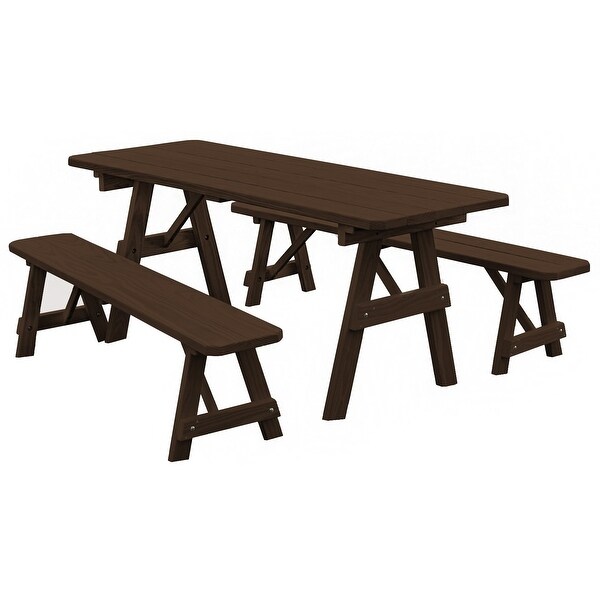 Pine 8' Traditional Picnic Table with 2 Benches