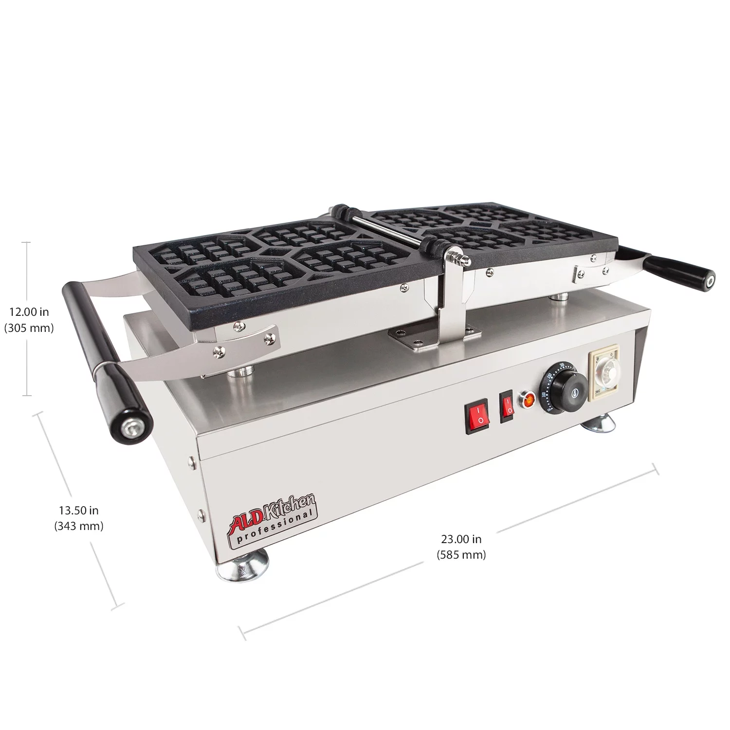 Belgian Waffle Iron | Swing Type | 4 Pcs | Professional Use | Removable Plates